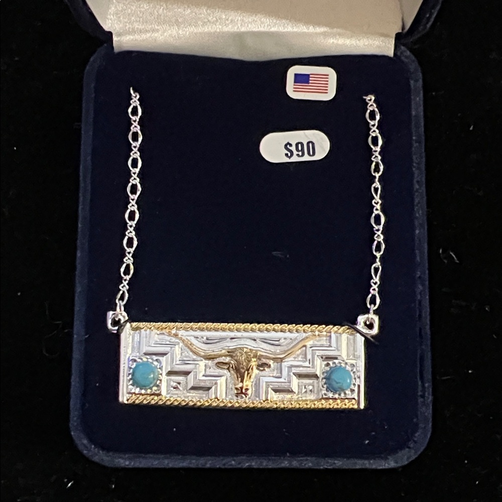 Montana Silversmiths Silver and Gold Necklace with Turquoise